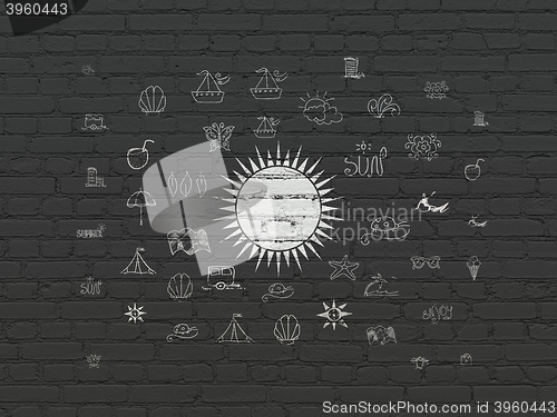 Image of Vacation concept: Sun on wall background