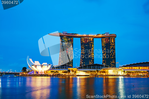 Image of Overview of the marina bay with Marina Bay Sands