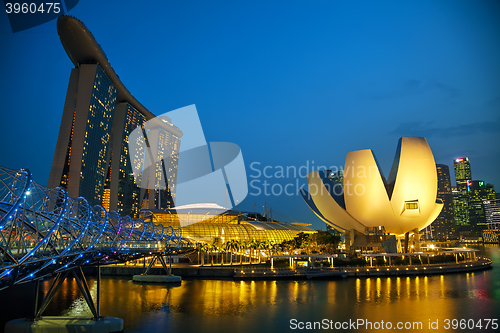 Image of Overview of Singapore bay with Marina Bay Sands