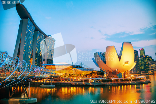 Image of Overview of Singapore bay with Marina Bay Sands