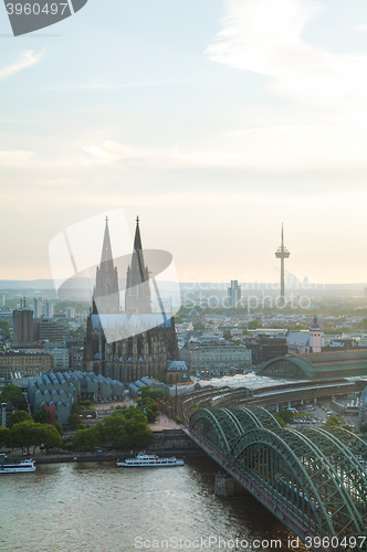 Image of Cologne aerial overview before sunset