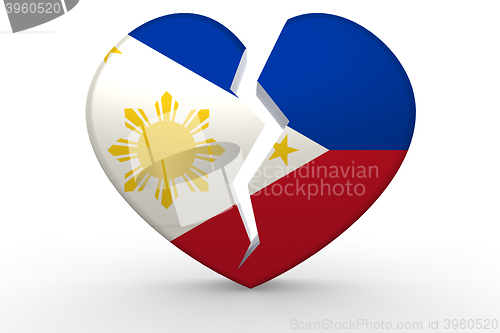 Image of Broken white heart shape with Philippines flag