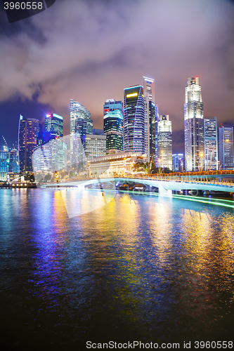 Image of Singapore financial district at the night