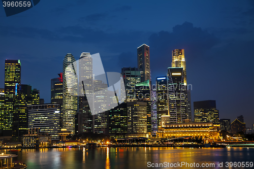 Image of Singapore financial district at the night