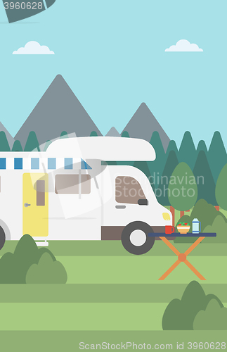 Image of Background of motorhome in the forest.