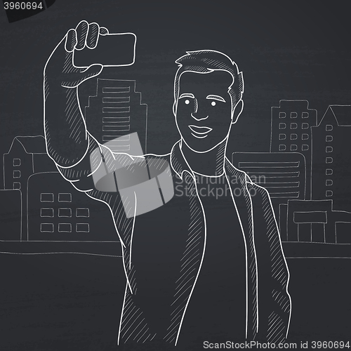 Image of Man making selfie.