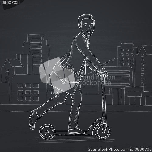 Image of Man riding on scooter.