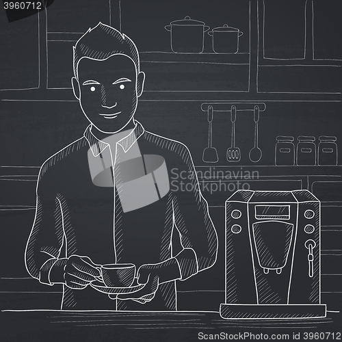 Image of Man making coffee.