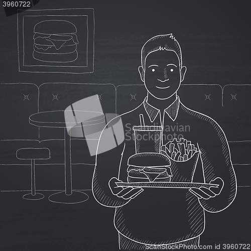 Image of Man with fast food.