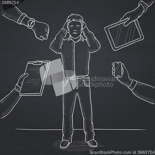 Image of Desperate man clutching his head.