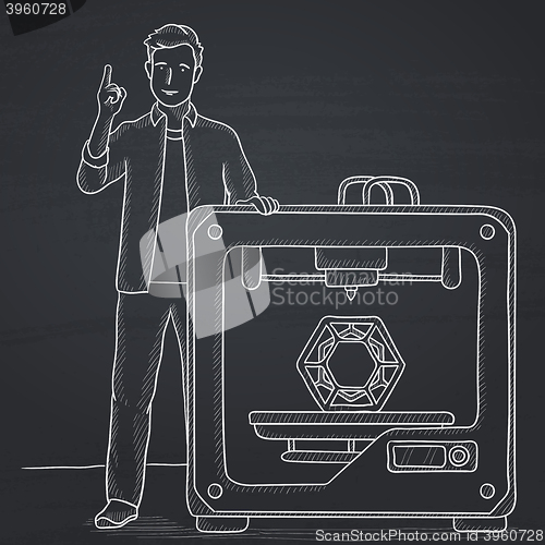 Image of Man with three D printer.