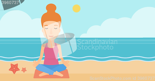 Image of Woman meditating in lotus pose.