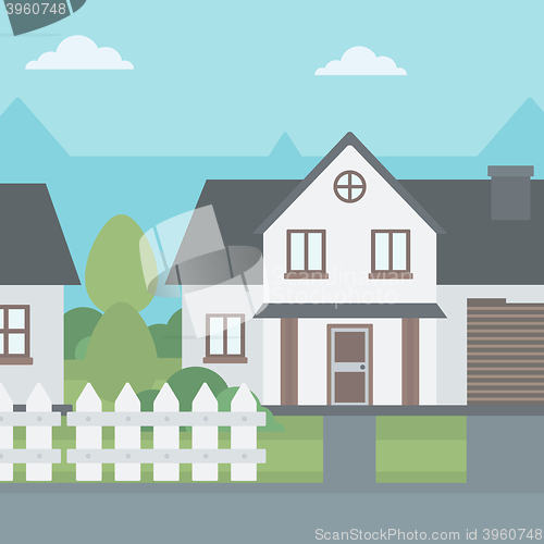 Image of Background of suburban house with fence.