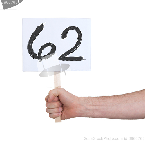 Image of Sign with a number, 62