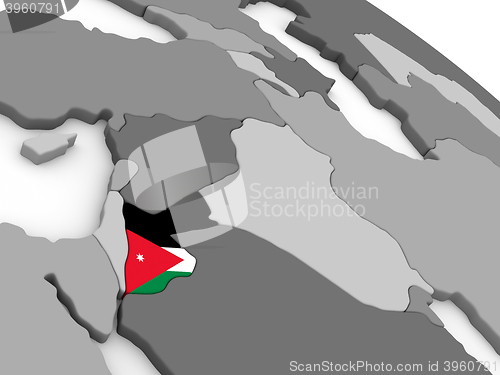 Image of Jordan on globe with flag