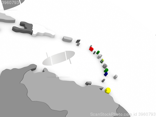 Image of Caribbean on globe with flag