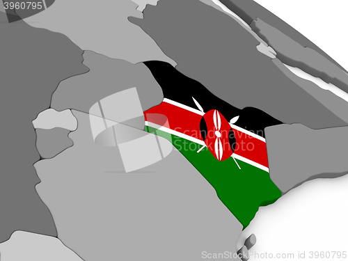 Image of Kenya on globe with flag