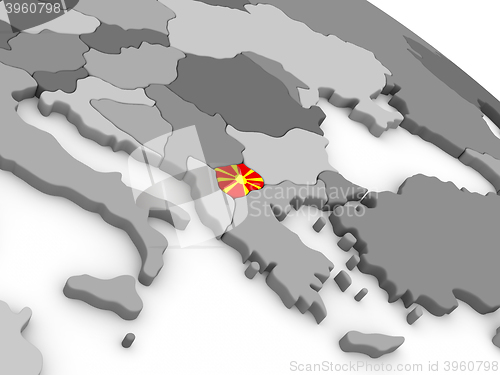 Image of Macedonia on globe with flag