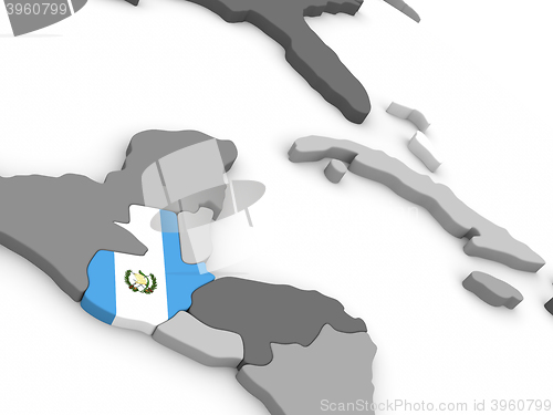 Image of Guatemala on globe with flag