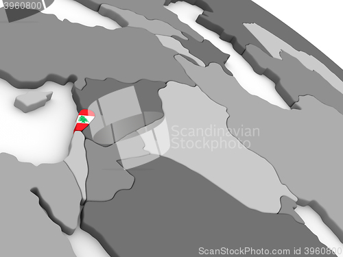 Image of Lebanon on globe with flag