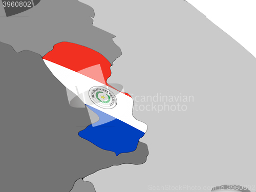 Image of Paraguay on globe with flag