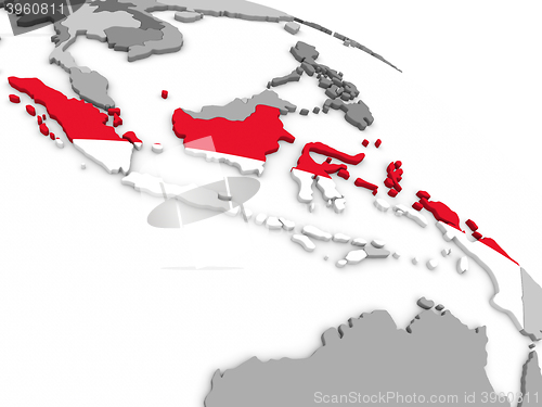 Image of Indonesia on globe with flag