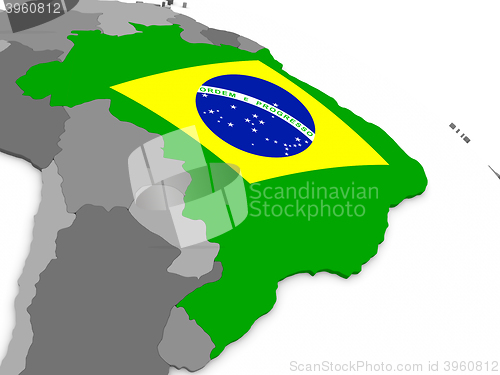 Image of Brazil on globe with flag