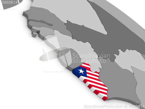 Image of Liberia on globe with flag