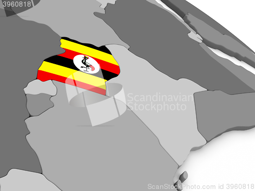 Image of Uganda on globe with flag