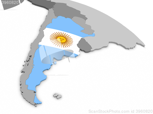 Image of Argentina on globe with flag
