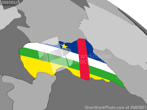 Image of Central Africa on globe with flag