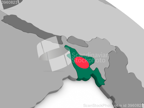 Image of Bangladesh on globe with flag