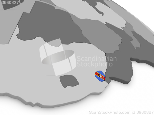Image of Swaziland on globe with flag