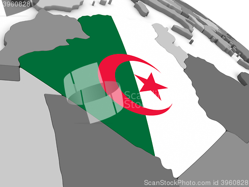 Image of Algeria on globe with flag