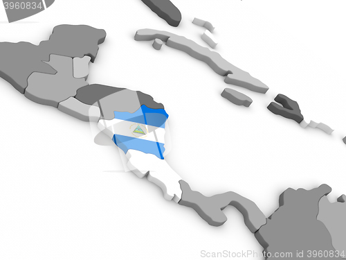 Image of Nicaraqua on globe with flag