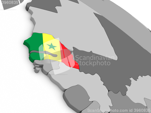 Image of Senegal on globe with flag