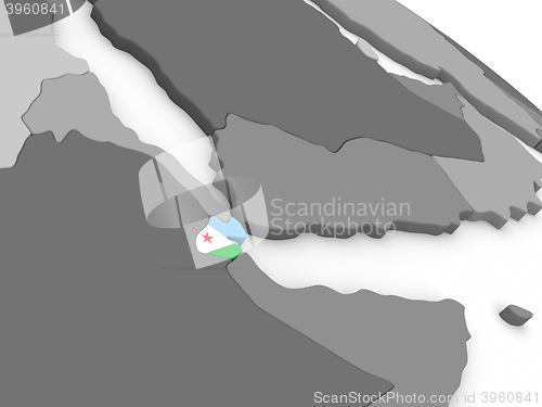 Image of Djibouti on globe with flag