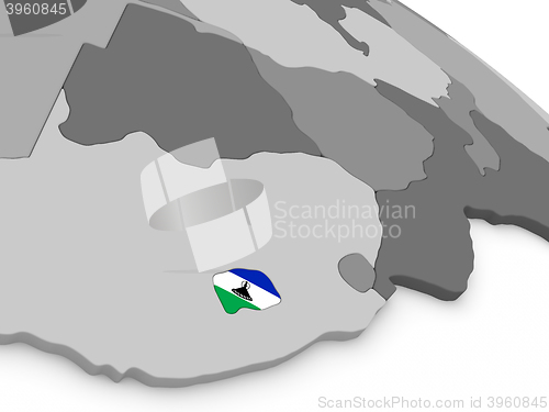 Image of Lesotho on globe with flag