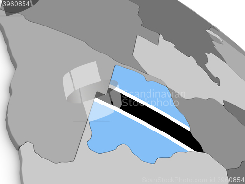 Image of Botswana on globe with flag