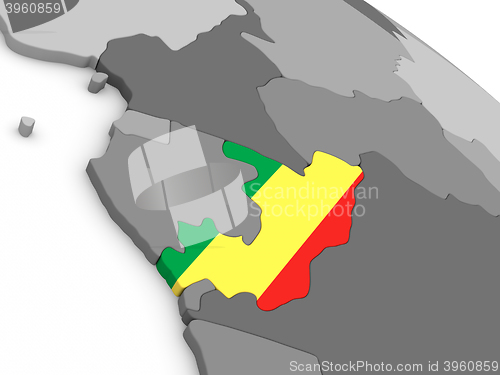 Image of Congo on globe with flag