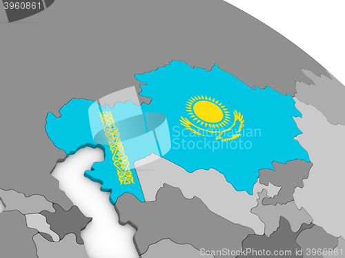 Image of Kazakhstan on globe with flag