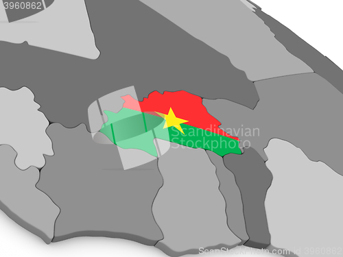 Image of Burkina Faso on globe with flag