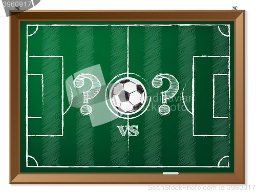 Image of Soccer field with question mark vs question mark