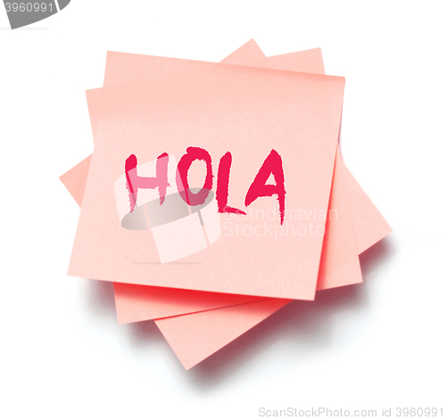 Image of Hola on a note