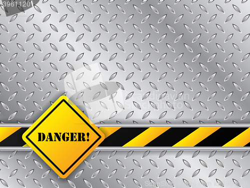 Image of Abstract metallic background with traffic sign