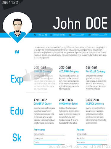 Image of Modern resume cv template with photo pointer