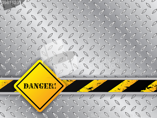 Image of Abstract metallic background with traffic sign