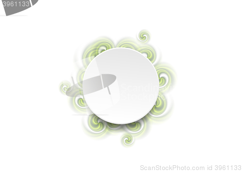 Image of Abstract green spiral shapes and blank circle