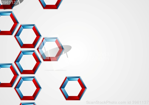 Image of Abstract blue red hexagons corporate background