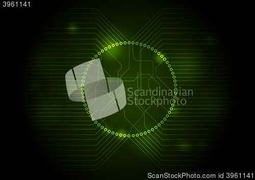 Image of Dark green tech circuit board background